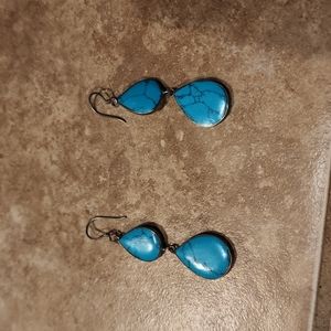 Silver and turquoise dangle earrings